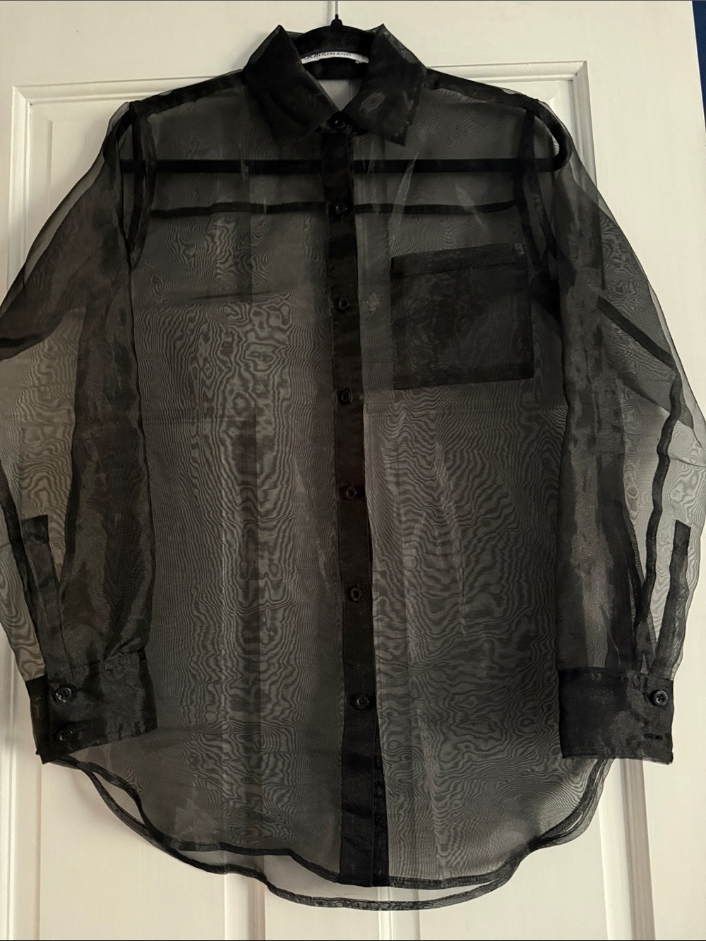 Calvin Klein Jeans Sheer Black Button-Down Shirt